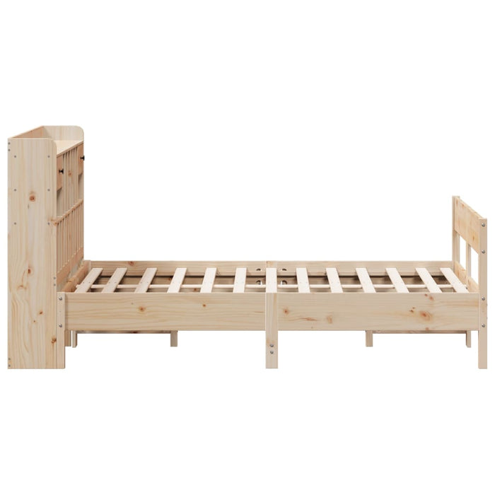 Pat cu bibliotecă fără saltea, 135x190 cm, lemn masiv de pin WALTI