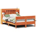Pat cu bibliotecă fără saltea maro 135x190 cm lemn masiv de pin - WALTI WALTI