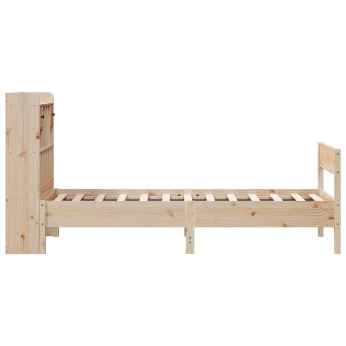 Pat cu bibliotecă fără saltea, 75x190 cm, lemn masiv de pin WALTI