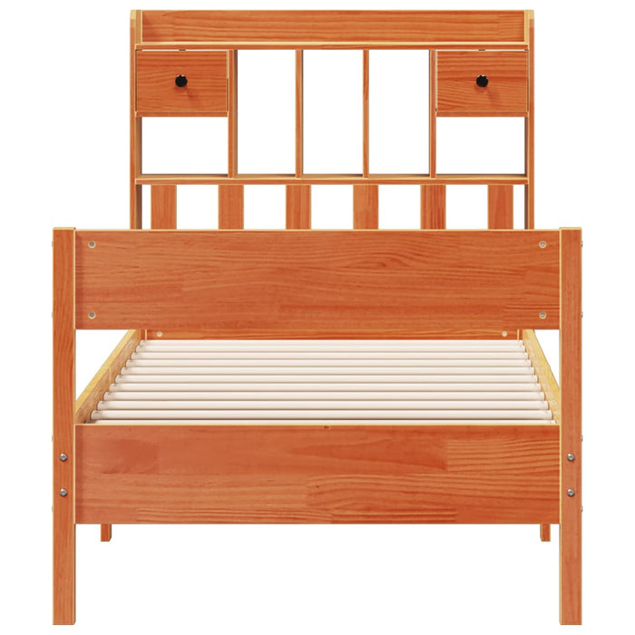 Pat bibliotecă fără saltea maro ceruit 75x190 cm lemn masiv pin - WALTI WALTI