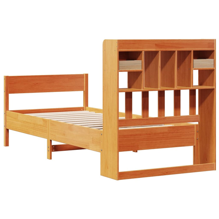 Pat bibliotecă fără saltea maro ceruit 75x190 cm lemn masiv pin - WALTI WALTI