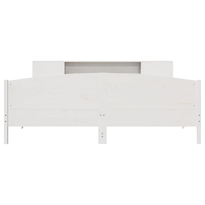 Pat cu bibliotecă fără saltea, alb, 200x200 cm, lemn masiv pin - WALTI WALTI