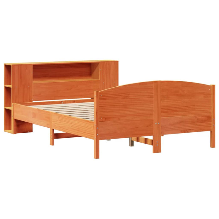 Pat cu bibliotecă fără saltea maro 160x200 cm lemn masiv de pin - WALTI WALTI