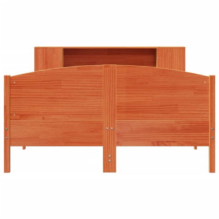 Pat cu bibliotecă fără saltea maro 160x200 cm lemn masiv de pin - WALTI WALTI