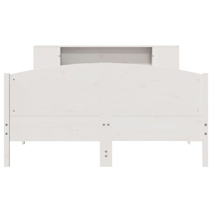 Pat cu bibliotecă fără saltea, alb, 150x200 cm, lemn masiv pin - WALTI WALTI