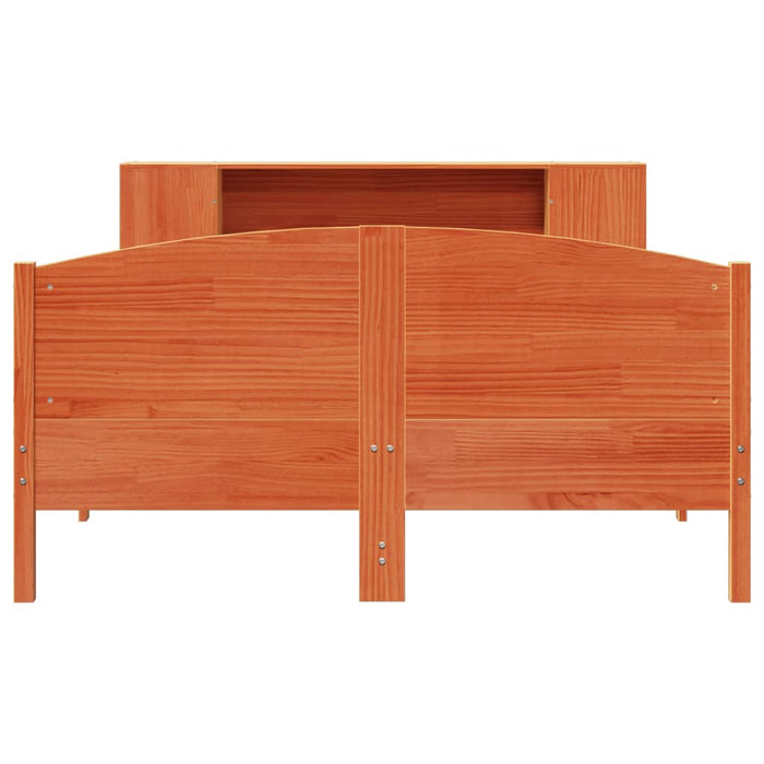 Pat cu bibliotecă fără saltea maro 135x190 cm lemn masiv de pin - WALTI WALTI