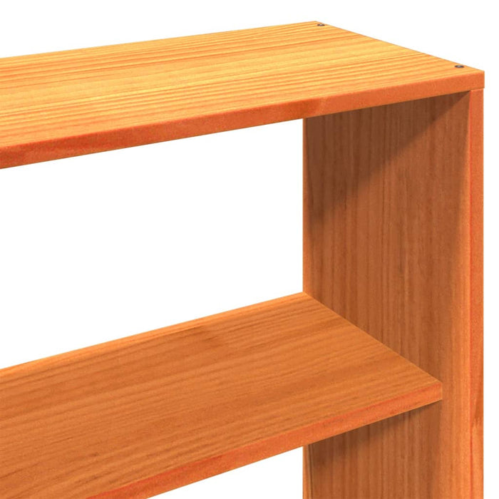 Pat cu bibliotecă fără saltea maro 200x200 cm lemn masiv de pin - WALTI WALTI