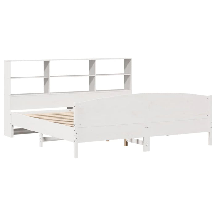 Pat cu bibliotecă fără saltea, 180x200 cm, lemn masiv de pin - WALTI WALTI
