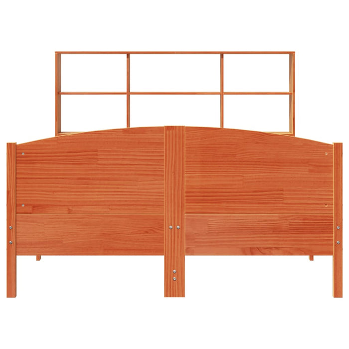 Pat cu bibliotecă fără saltea maro 160x200 cm lemn masiv de pin - WALTI WALTI