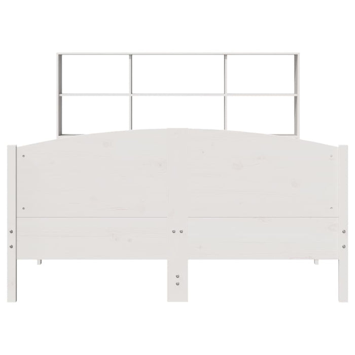 Pat cu bibliotecă fără saltea, alb, 140x200 cm, lemn masiv pin - WALTI WALTI