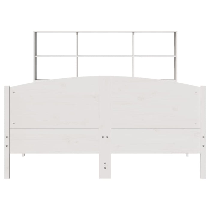 Pat cu bibliotecă fără saltea, alb, 140x190 cm, lemn masiv pin - WALTI WALTI