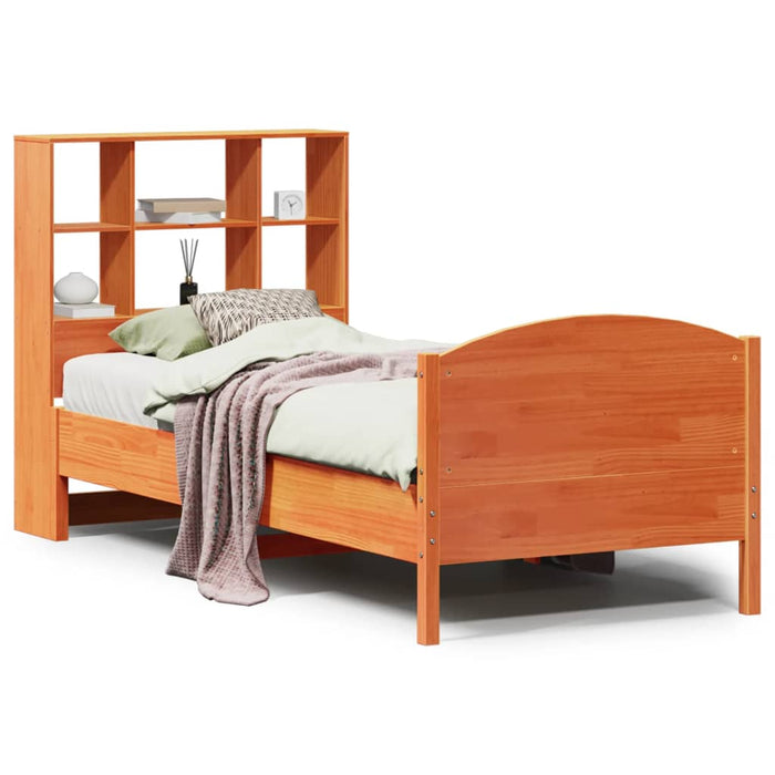 Pat bibliotecă fără saltea maro ceruit 75x190 cm lemn masiv pin - WALTI WALTI
