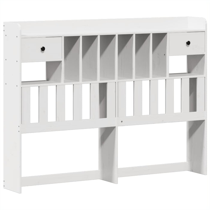 Pat cu bibliotecă fără saltea, alb, 160x200 cm, lemn masiv pin - WALTI WALTI