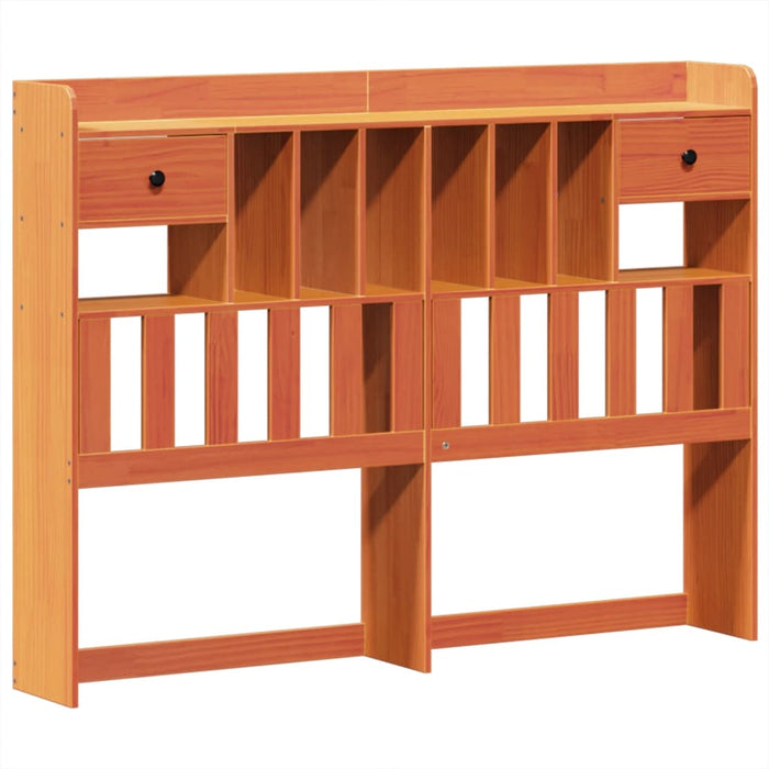Pat cu bibliotecă fără saltea maro 150x200 cm lemn masiv de pin - WALTI WALTI