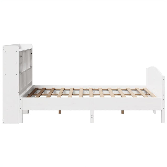 Pat cu bibliotecă fără saltea, alb, 140x200 cm, lemn masiv pin - WALTI WALTI