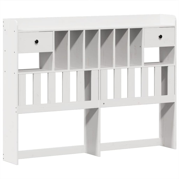 Pat cu bibliotecă fără saltea, alb, 140x200 cm, lemn masiv pin - WALTI WALTI