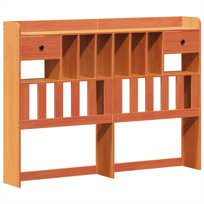 Pat cu bibliotecă fără saltea maro 140x200 cm lemn masiv de pin - WALTI WALTI