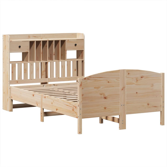 Pat cu bibliotecă fără saltea, 135x190 cm, lemn masiv de pin - WALTI WALTI