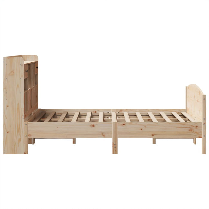 Pat cu bibliotecă fără saltea, 135x190 cm, lemn masiv de pin - WALTI WALTI