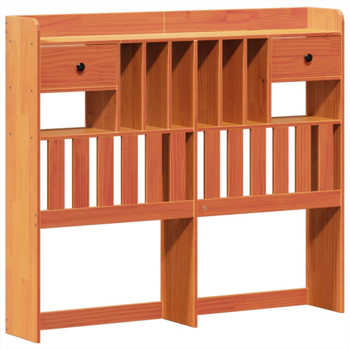 Pat cu bibliotecă fără saltea maro 135x190 cm lemn masiv de pin - WALTI WALTI