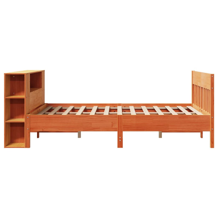 Pat cu bibliotecă fără saltea maro 150x200 cm lemn masiv de pin - WALTI WALTI
