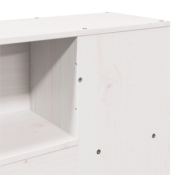 Pat cu bibliotecă fără saltea, alb, 135x190 cm, lemn masiv pin - WALTI WALTI