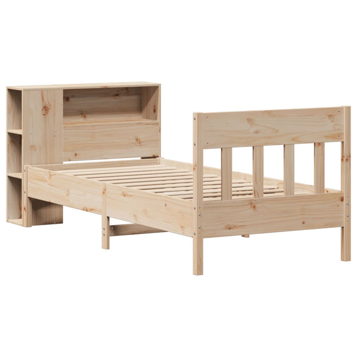 Pat cu bibliotecă fără saltea, 75x190 cm, lemn masiv de pin - WALTI WALTI