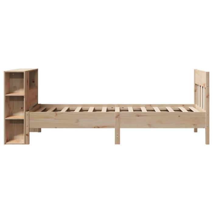 Pat cu bibliotecă fără saltea, 75x190 cm, lemn masiv de pin - WALTI WALTI