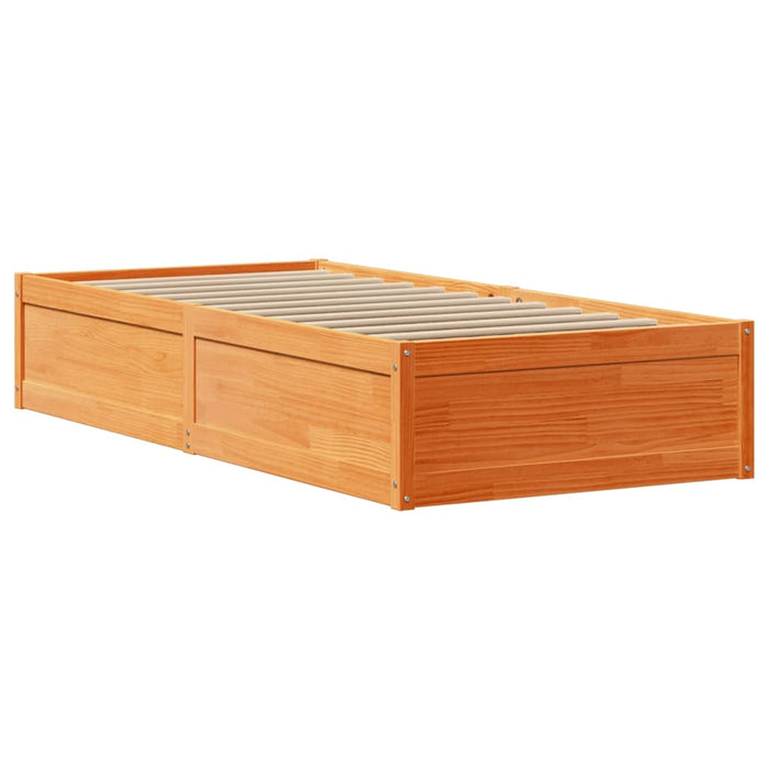Cadru pat fără saltea, maro ceruit, 75x190 cm, lemn masiv pin - WALTI WALTI