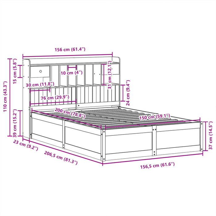 Cadru de pat fără saltea, maro ceruit 150x200 cm lemn masiv pin - WALTI WALTI