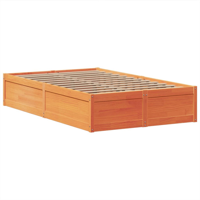 Cadru pat fără saltea, maro ceruit, 135x190 cm, lemn masiv pin - WALTI WALTI