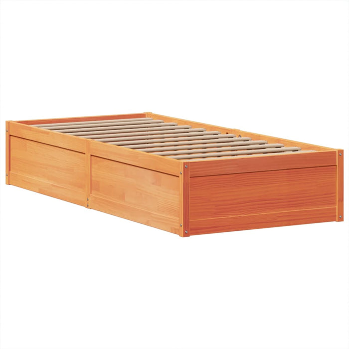 Cadru pat fără saltea, maro ceruit, 75x190 cm, lemn masiv pin - WALTI WALTI
