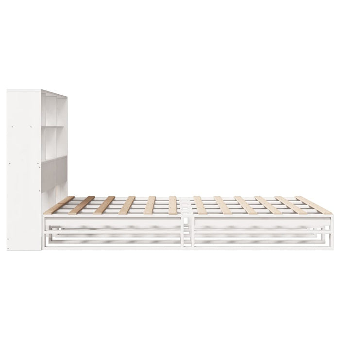 Pat cu bibliotecă fără saltea, alb, 160x200 cm, lemn masiv - WALTI WALTI