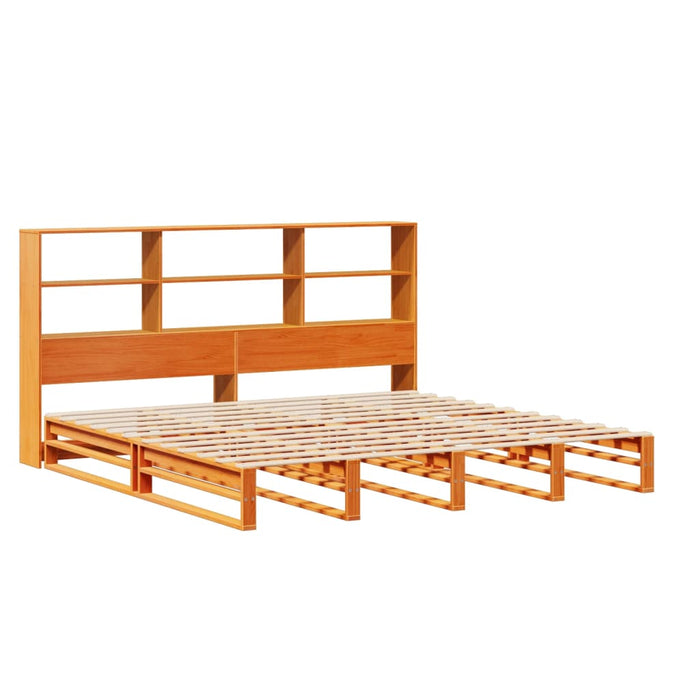 Pat cu bibliotecă fără saltea maro ceruit 180x200 cm lemn masiv - WALTI WALTI