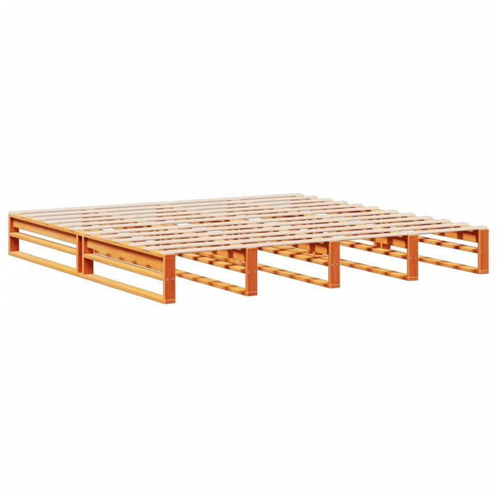 Pat cu bibliotecă fără saltea maro ceruit 180x200 cm lemn masiv - WALTI WALTI
