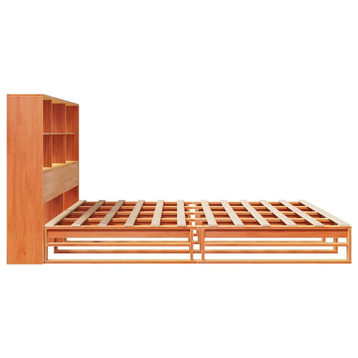 Pat cu bibliotecă fără saltea maro ceruit 180x200 cm lemn masiv - WALTI WALTI