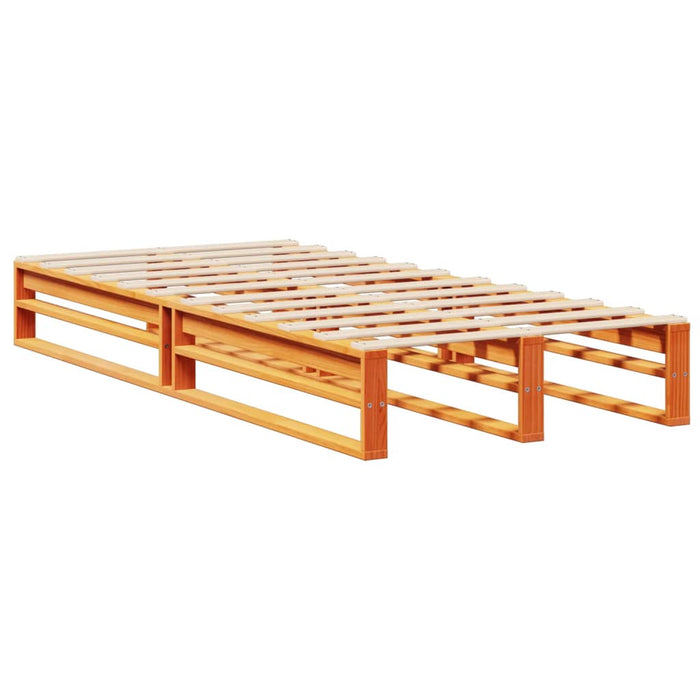 Pat cu bibliotecă fără saltea maro ceruit 75x190 cm lemn masiv - WALTI WALTI