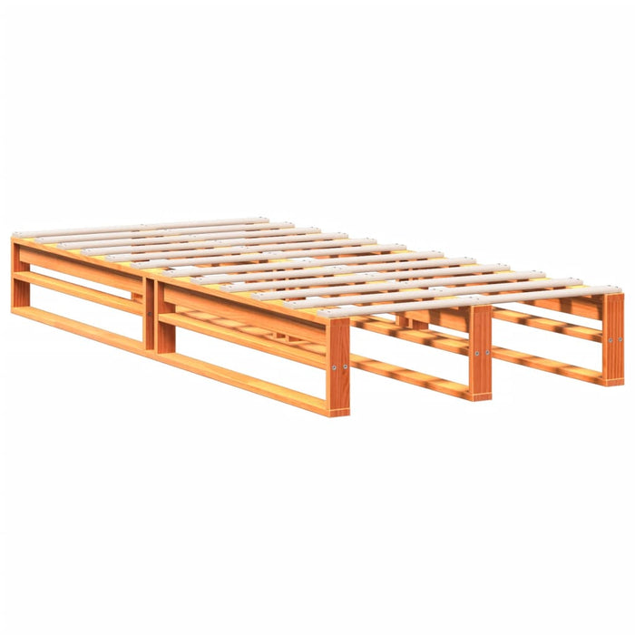 Pat cu bibliotecă fără saltea, maro, 100x200 cm, lemn masiv pin - WALTI WALTI