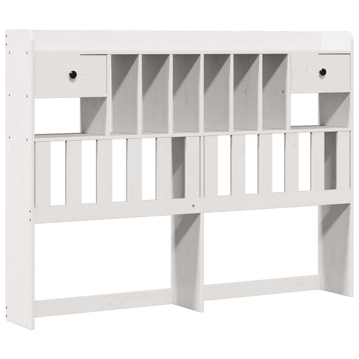 Pat cu bibliotecă fără saltea, alb, 150x200 cm, lemn masiv pin - WALTI WALTI