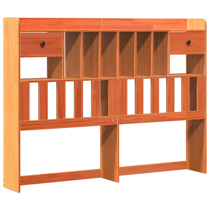 Pat cu bibliotecă fără saltea maro 150x200 cm lemn masiv de pin - WALTI WALTI