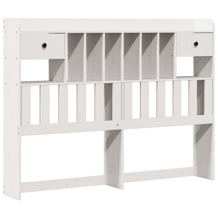 Pat cu bibliotecă fără saltea, alb, 160x200 cm, lemn masiv pin - WALTI WALTI