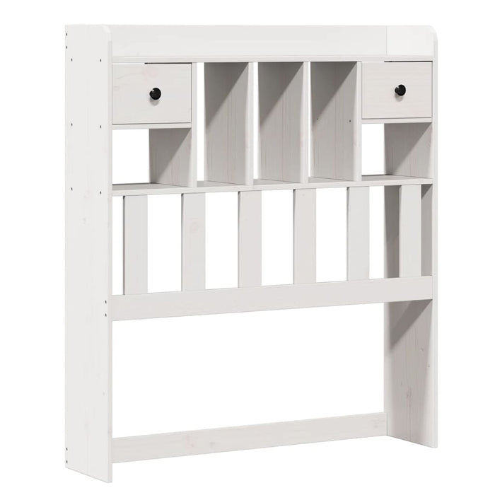 Pat cu bibliotecă fără saltea, alb, 75x190 cm, lemn masiv pin - WALTI WALTI