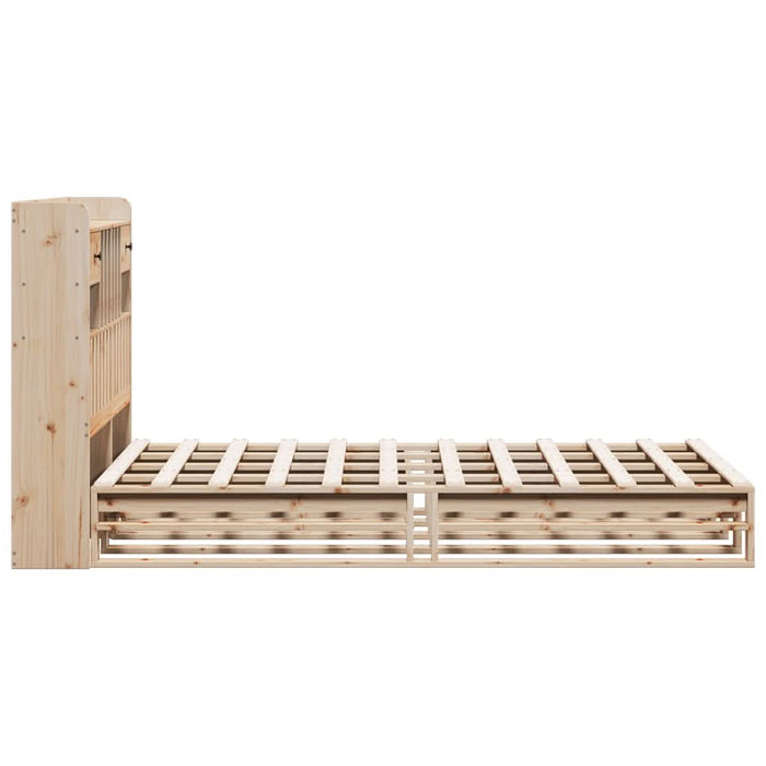 Pat cu bibliotecă fără saltea, 135x190 cm, lemn masiv de pin - WALTI WALTI