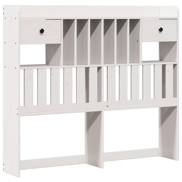Pat cu bibliotecă fără saltea, alb, 135x190 cm, lemn masiv pin - WALTI WALTI