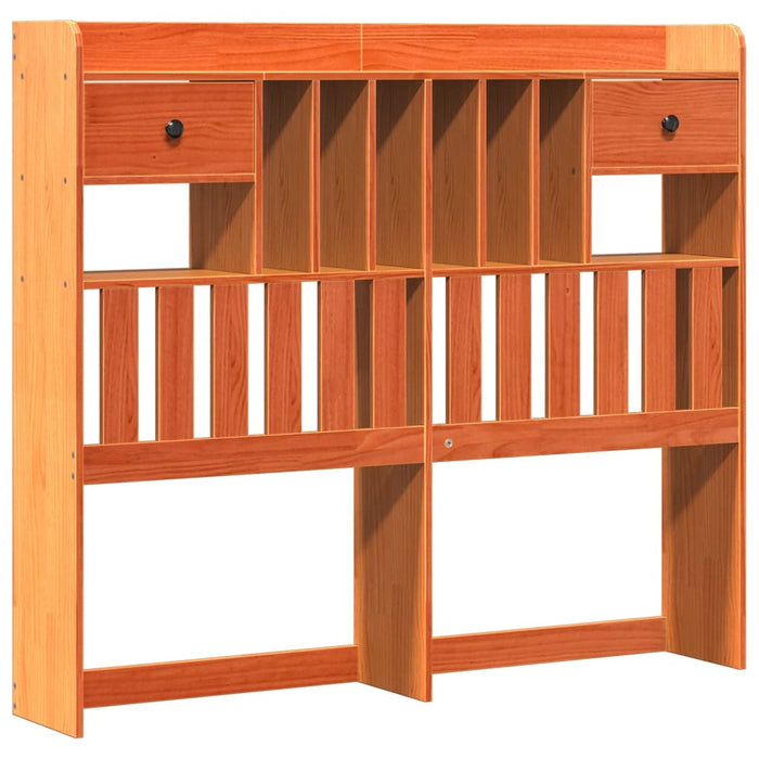 Pat cu bibliotecă fără saltea maro 135x190 cm lemn masiv de pin - WALTI WALTI