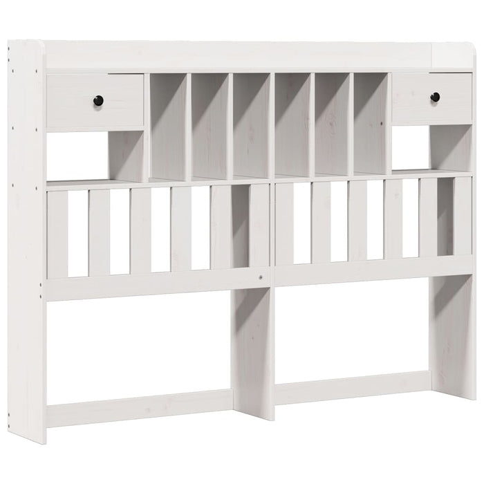 Pat cu bibliotecă fără saltea, alb, 140x190 cm, lemn masiv pin WALTI