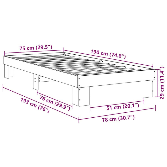 Cadru de pat fără saltea 75x190 cm din lemn masiv de stejar - WALTI WALTI