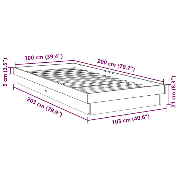 Cadru pat fără saltea 100x200 cm lemn masiv de stejar - WALTI WALTI