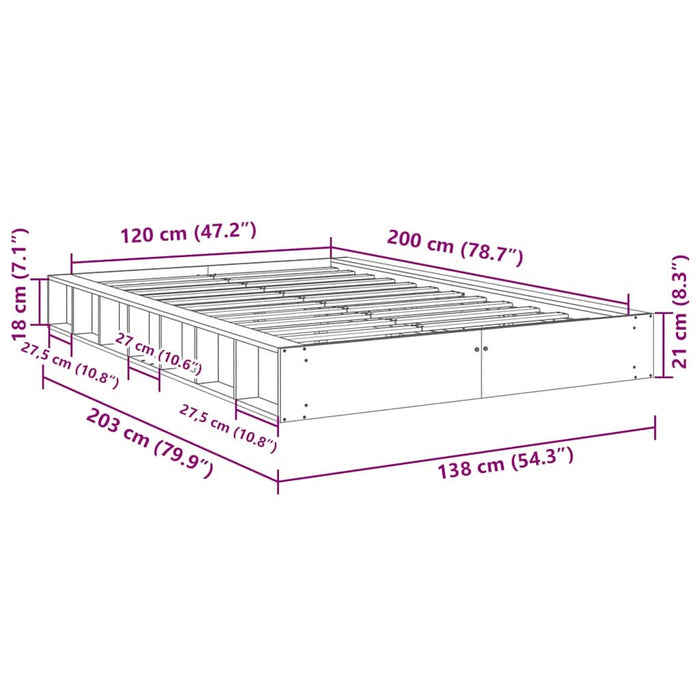 Cadru de pat fără saltea 120x200 cm din lemn masiv de stejar - WALTI WALTI