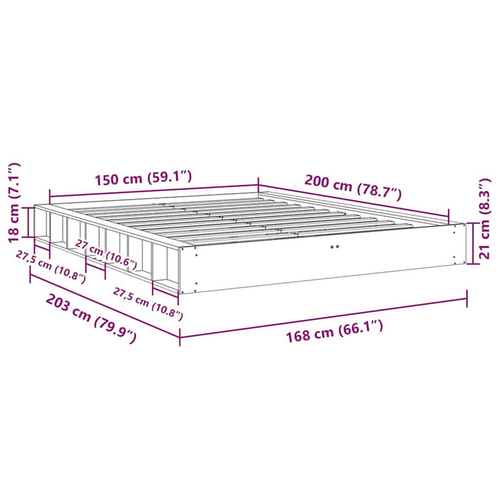 Cadru de pat fără saltea 150x200 cm din lemn masiv de stejar - WALTI WALTI
